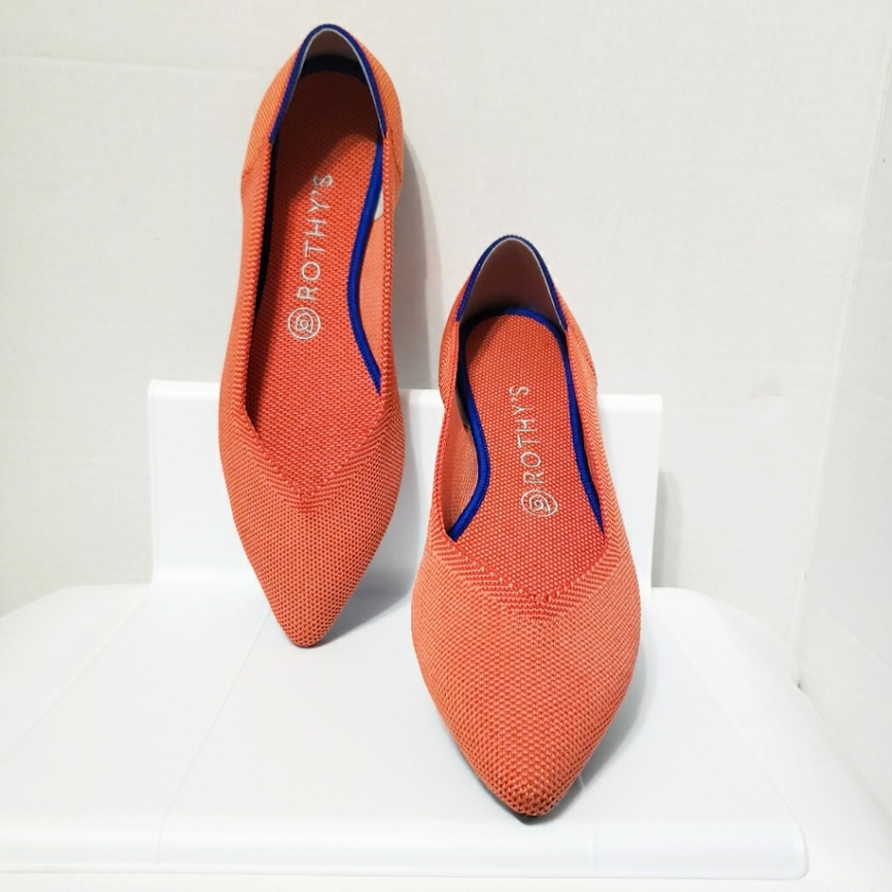 Rothy’s Pointed Toe Flats Woman’s Size W9 Orange Super Cute